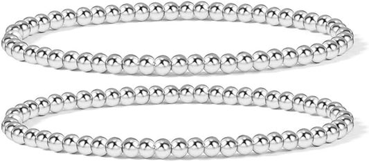 Elegance 11 designs 14K Gold Plated Bead Ball Bracelet Stretchable Elastic Gold Beaded Bracelets for Women