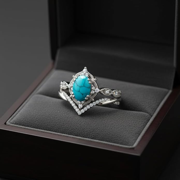 Oval Cut Vintage Gemstone Engagement Rings set for Women S925 Sterling Silver/10K/14K/18K Gold Birthstone Promise Anniversary Bridal Set Ring for her