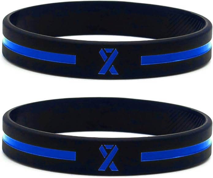 (12-pack) Blue Awareness Ribbon Bracelets - Wholesale Bulk Pack of 12 Silicone Rubber Wristbands for Awareness Giveaways, Encouragement Gifts, Thin Blue Line Accessories - Unisex for Men Women