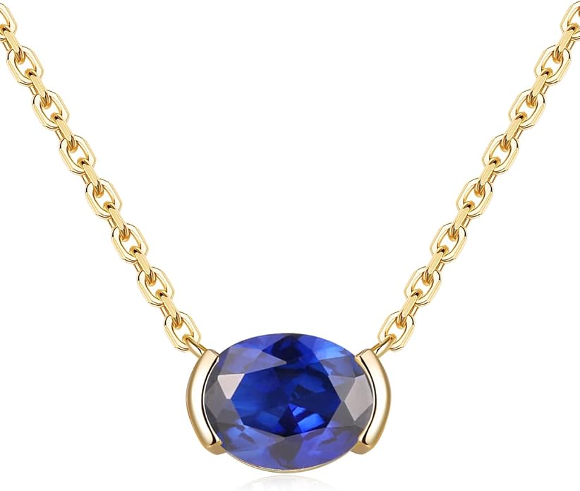 CYW Moissanite/Ruby/Sapphire/Emerald Dainty Pendant Necklace for Women, Novelty Design, Really Authentic Solid 925 Sterling Silver, 16"/18"/20" Adjustable, Birthday Anniversary Valentines Gift