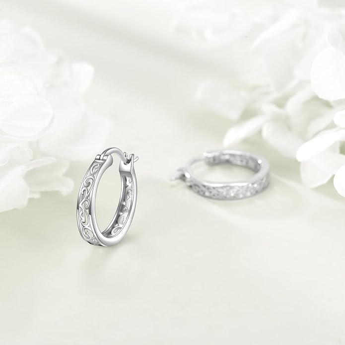 Sterling Silver Hoop Earrings Small Hoop Sun/Leaf/Triangle Huggie Earrings for Women Hypoallergenic