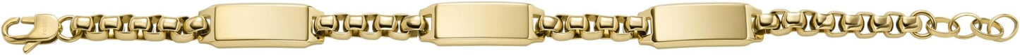 Fossil Men's Plated Stainless Steel Engravable Personalized Gift ID, Chain or Cuff Bracelet for Men