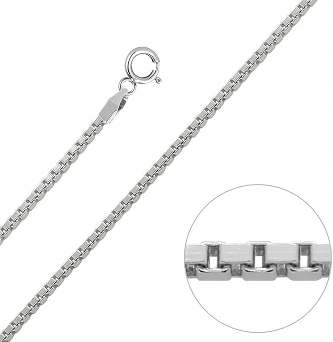LeCalla 925 Sterling Silver Italian 0.08 MM, 1 MM, 2 MM Box Chain Necklace for Women Men with Spring Ring Clasp, Made in Italy (16, 18, 20, 22, 24 Inches)