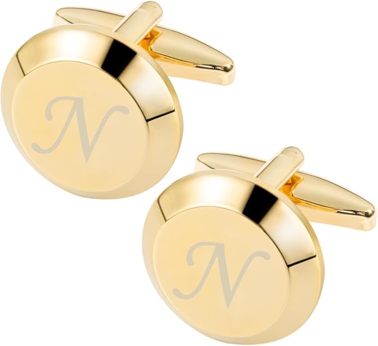 GWD Cufflinks for Men Stainless Steel Initial Cuff Links Alphabet Letter A-Z Groom Father Gift