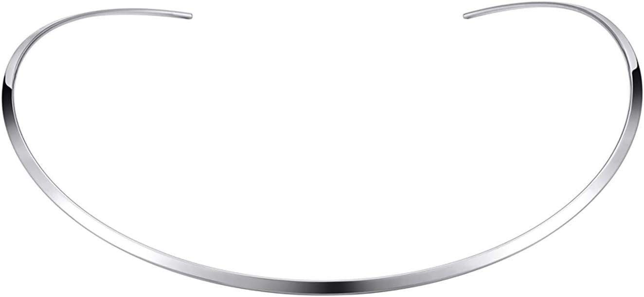 HooAMI Stainless Steel Silver Choker Necklace for Women