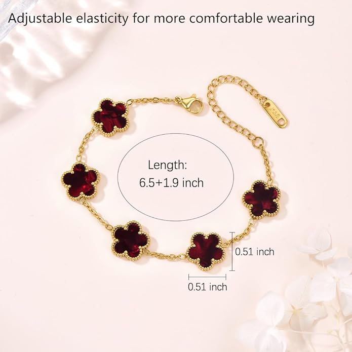 18K Gold-Plated Four Leaf Clover Bracelet for Women,Adjustable lucky Bracelet Set Jewelry Gift-Hypoallergenic Charm for Birthdays, Wellness & Daily Wear