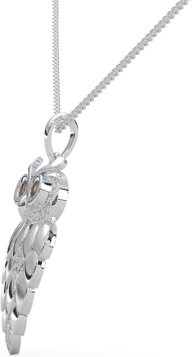 1/6 Cttw Natural Diamond Vintage Owl Pendant Necklace for Women | 925 Sterling Silver with 18" Chain | Fine Jewelry, Gift Box Included