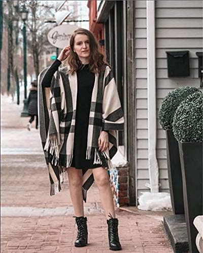 Moss Rose Women's Travel Plaid Shawl Wrap Open Front Poncho Cape for Fall Winter