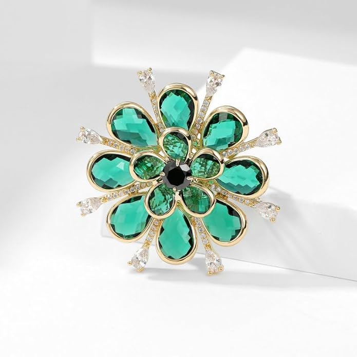 14K Gold High-End Suit Coat Pin, Unique Design Little Bee Flower Gold Brooch Pin for Women, Vintage Brooch