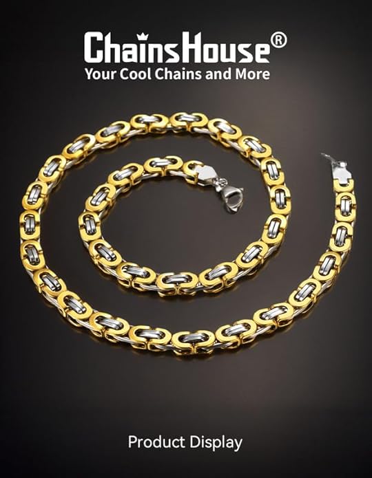 ChainsHouse Flat Byzantine Link Necklace for Men 6mm/8mm/10mm Width, 18K Gold Plated/Stainless Steel Black Byzantine Chain Necklaces, 18" 20" 22" 24" 26" 28" 30" Length, with Gift Box