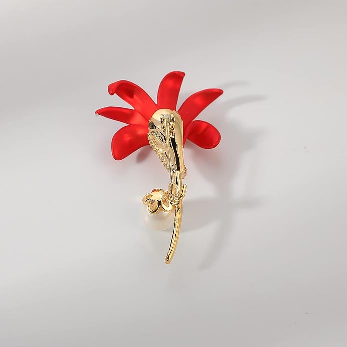 AILONMEI Red Rose Flower Brooches and Pins for Women Costume Jewelry Brooch Pins Broches Jewelry for Women Elegant Lady Pin