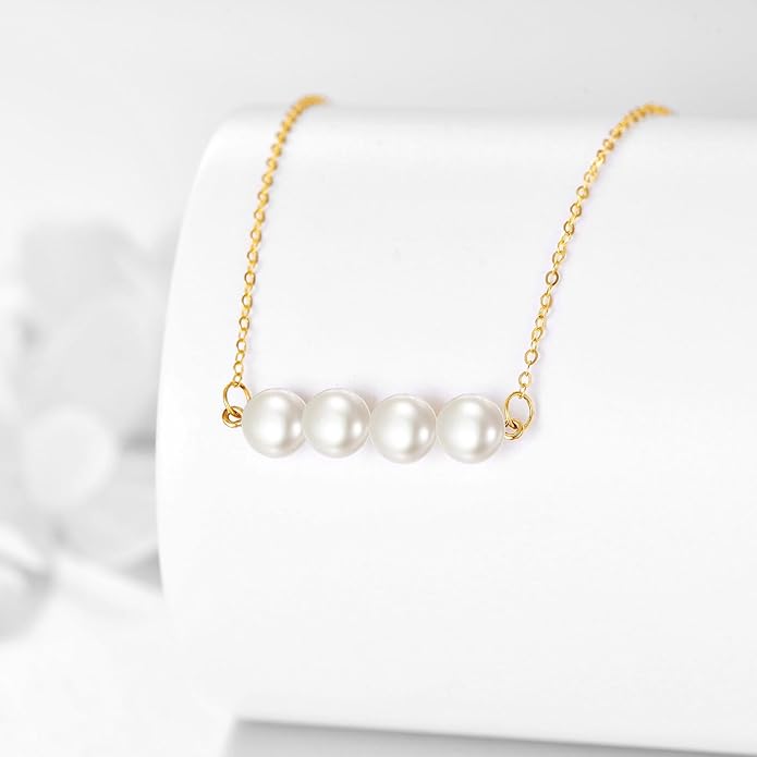 KECHO 14K Real Gold Freshwater Cultured Pearl Pendant Necklace 14K Solid Gold Jewelry Anniversary Birthday Gifts for Women