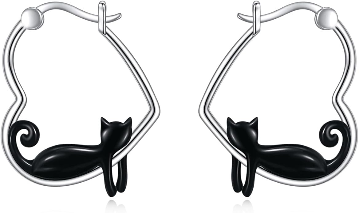 YFN Animal Earrings Sterling Silver Animal Heart Hoop Dangle Earrings Cute Jewelry Gifts for Women