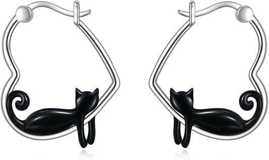 YFN Animal Earrings Sterling Silver Animal Heart Hoop Dangle Earrings Cute Jewelry Gifts for Women
