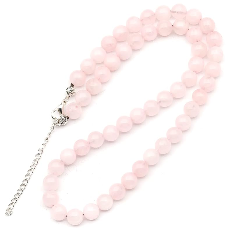 Natural Rose Quartz Beaded Choker, Genuine Pink Crystal Necklace, Fancy Gemstone Choker, 8mm Beads, Unique Fashion Jewelry, Healing Crystal Chakra Necklace, Durable Stone Necklace, Taurus Necklace