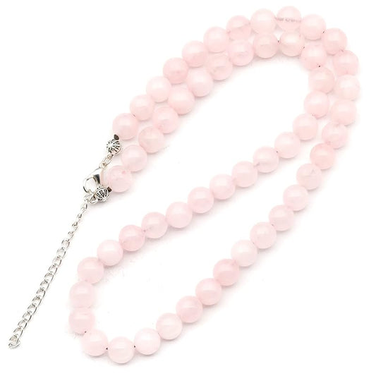 Natural Rose Quartz Beaded Choker, Genuine Pink Crystal Necklace, Fancy Gemstone Choker, 8mm Beads, Unique Fashion Jewelry, Healing Crystal Chakra Necklace, Durable Stone Necklace, Taurus Necklace