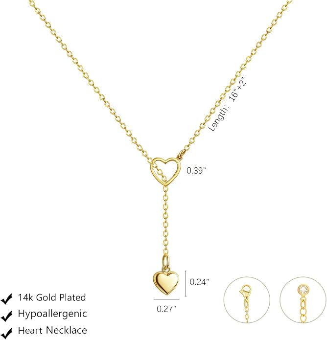 Lariat Gold Necklace for Women, Dainty Long Necklace 14k Gold Plated/Silver Y-Shaped Layered Beaded Chain Drop Necklaces for Women Trendy Simple Gold Jewelry for Women Gifts