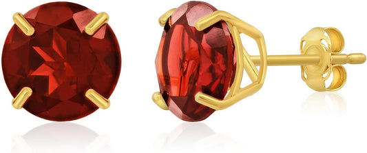 14k Gold Large Round Stud Earrings for Women | 9mm Birthstone Earrings | Gemstone Earrings for Women | Gemstone Stud Earrings for Women by MAX + STONE