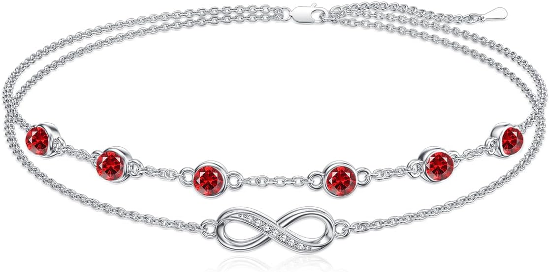Dorunmo Anklet Bracelets For Women 925 Sterling Silver Birthstone/Infinity/Butterfly/Evil Eye/Turtle/Pineapple/Starfish/Heart Anklets Bracelets Jewelry Gifts for Women