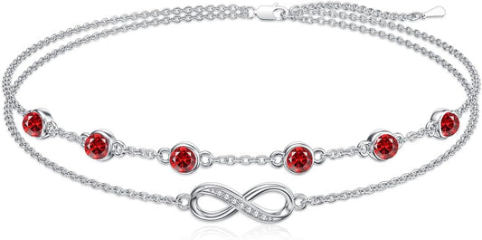 Dorunmo Anklet Bracelets For Women 925 Sterling Silver Birthstone/Infinity/Butterfly/Evil Eye/Turtle/Pineapple/Starfish/Heart Anklets Bracelets Jewelry Gifts for Women