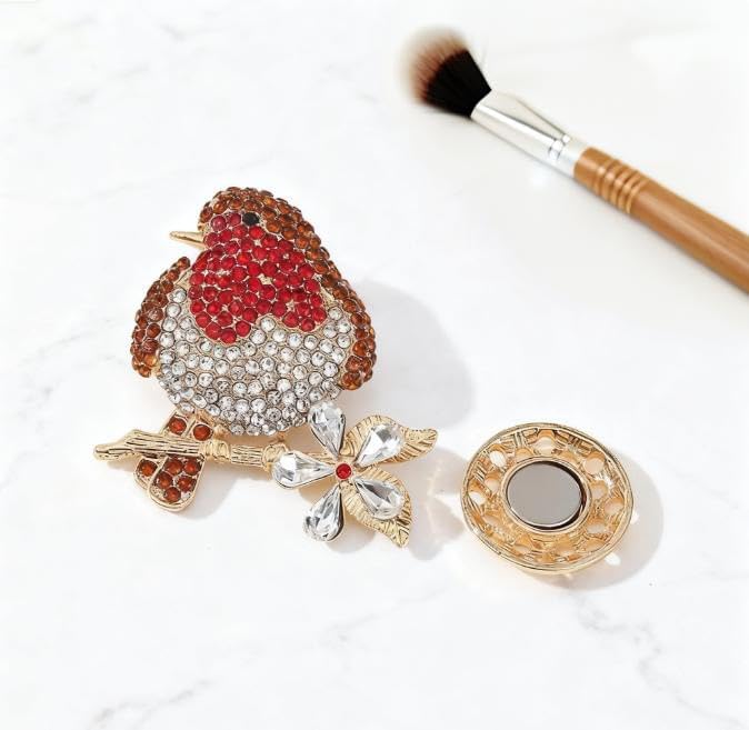 Rhinestone Red Breasted Robin Bird Brooch Pin Vintage Inspired Pin