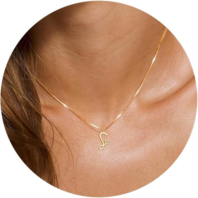 Initial Necklaces for Women Trendy, Dainty Silver Letter Necklace Cute Pendant Choker Name Necklace Personalized Costume Monogram Silver Jewelry Necklace for Women Valentines Gifts