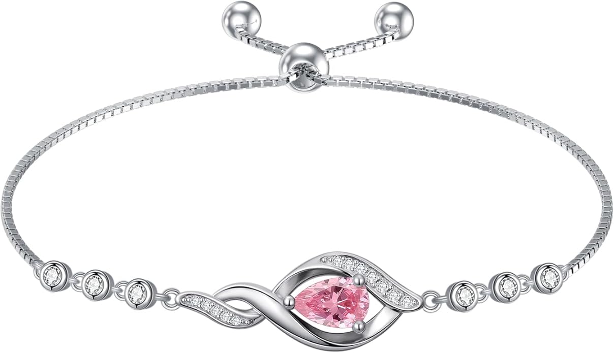 Christmas Gifts Birthstone Bracelet for Women 925 Sterling Silver Infinity Love Jewelry Birthday Gifts for Women Mom Wife Girlfriend