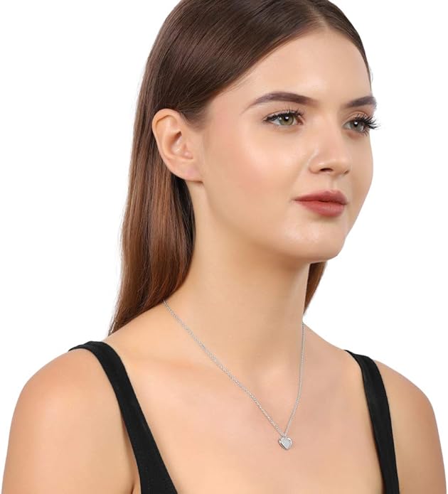 Vanbelle Sterling Silver Jewelry - Rhodium Plated with 925 Stamp - Puffed Heart Pendant Necklace - Elegant Handcrafted Necklace for Women - Mother's Day Collection