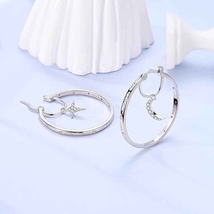 NARMO 925 Sterling Silver Hoop Earrings for Women Hypoallergenic Lightweight Simple Huggie Hoop Earrings Twisted Hoop Earrings Colorful Cubic Zirconia Hoop Earrings Rainbow Hoop Earrings