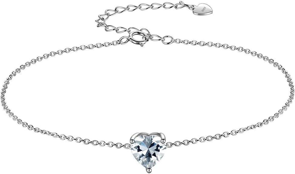 Aurora Tears 925 Sterling Silver 12 Birthstone Hearts Jewelry Women Crystal Wedding/Engagement/Bridal Heart Necklace/Earring/Ring/Bracelet Sets Jewellery