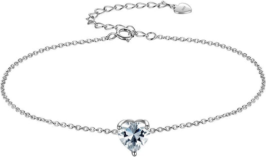 Aurora Tears 925 Sterling Silver 12 Birthstone Hearts Jewelry Women Crystal Wedding/Engagement/Bridal Heart Necklace/Earring/Ring/Bracelet Sets Jewellery