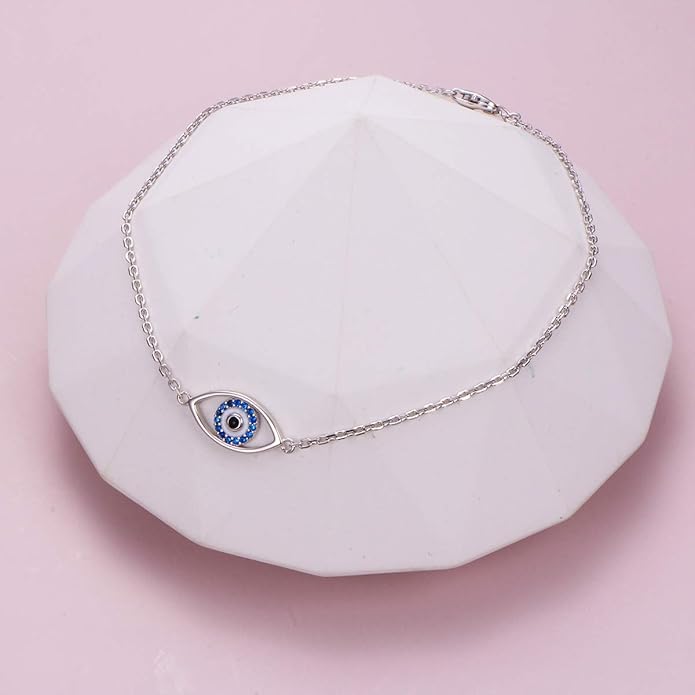 Anklet for Women S925 Sterling Silver Adjustable Foot Evil Eye Starfish Heart Bead Butterfly Celtic Knot Cross Multilayer Layered Ankle Bracelet Jewelry