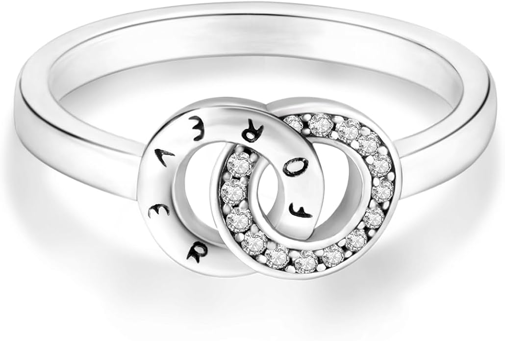 NARMO 925 Sterling Silver Rings for Women Evil Eyes Rings Entwined Line Cubic Zirconia Rings Simple Stackable Finger Rings Engagement Ring Personality Rings Size 6-9