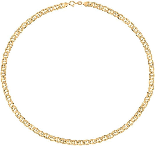 Savlano 14K Solid Gold Italian Chain Figaro, Rope, Mariner, Box, Cuban 14 Karat Anklet for Women Comes With Gift Box - Made in Italy