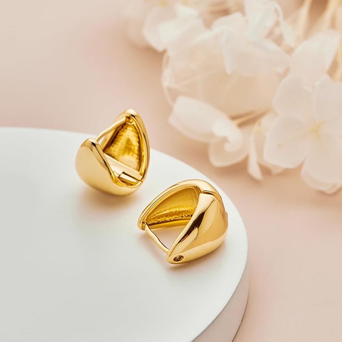 14K Gold Plated Hoop Earring Small Square Huggies Hoops For Women, Minimalist Cute Earrings for Women Girls Gift, gold silver rose gold black and CZ