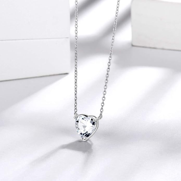 Aurora Tears 925 Sterling Silver 12 Birthstone Hearts Jewelry Women Crystal Wedding/Engagement/Bridal Heart Necklace/Earring/Ring/Bracelet Sets Jewellery