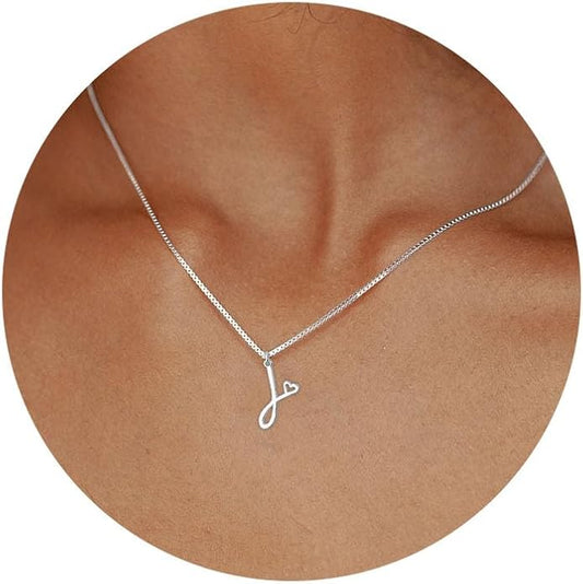 Initial Necklaces for Women Trendy, Dainty Silver Letter Necklace Cute Pendant Choker Name Necklace Personalized Costume Monogram Silver Jewelry Necklace for Women Valentines Gifts