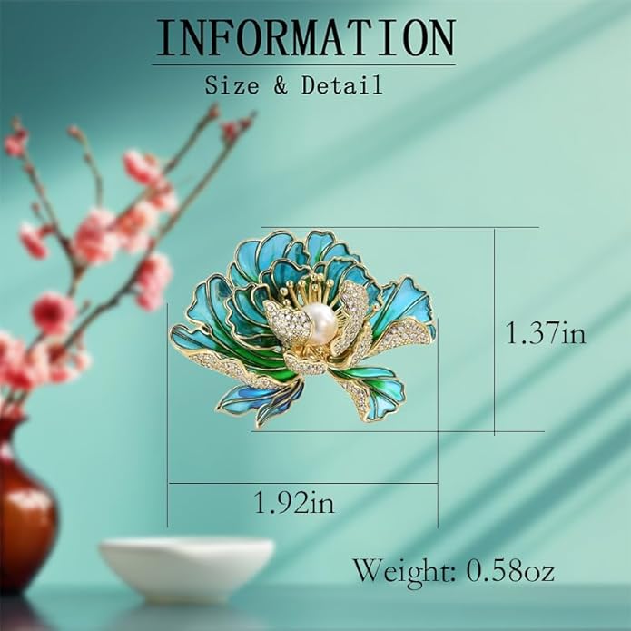 Flower Brooch Pin - Rhinestone Flower Pin 18k Gold Plated - Thanksgiving Day, Birthday, Wedding Gifts for Mom, Wife