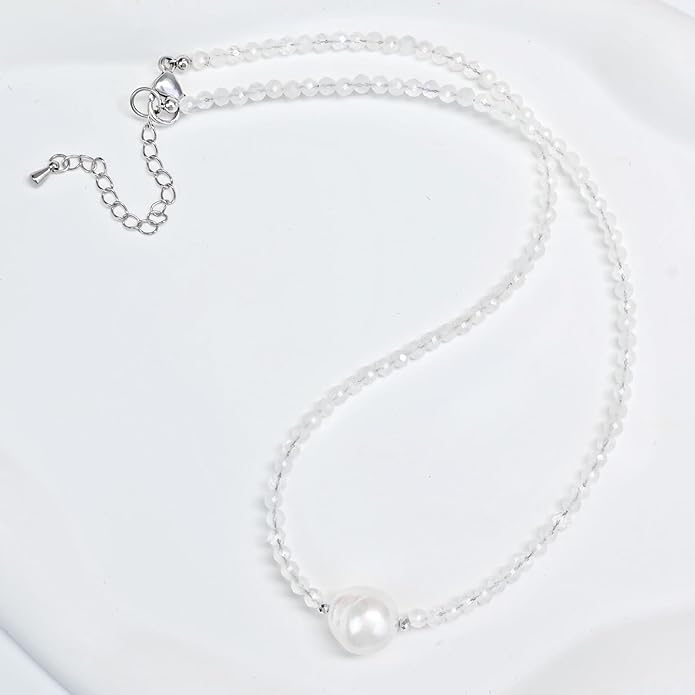 Beaded Necklace Pearl Necklaces for Women Single Pearl Necklace 11-12mm Freshwater Pearl Necklace Trendy Jewelry Gift Birthstone Bead Necklaces Pearl Choker Adjustable Chain