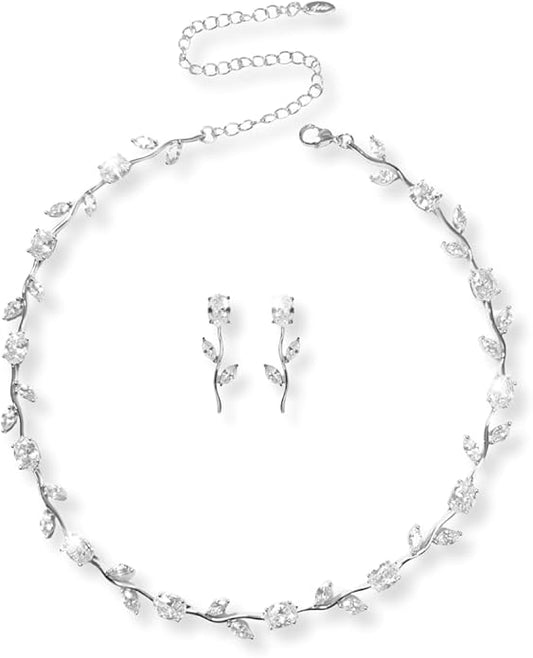 Nikita By Niki 18K Leaf Choker Necklace – Elegant Bridal Choker for Weddings, Formal Choker Necklace for Women, Dainty Wedding Jewelry Gift