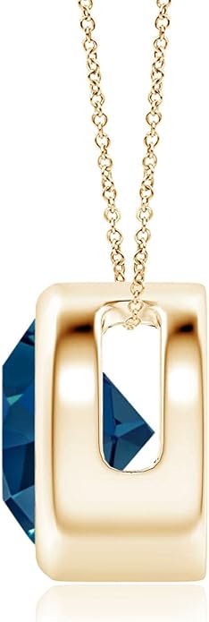 Angara Natural London Blue Topaz Solitaire Pendant for Women | Round Blue Topaz Pendant Necklace in 14K Solid Gold/Silver/Platinum With 18" Chain | December Birthday, Gemstone Jewelry Gift