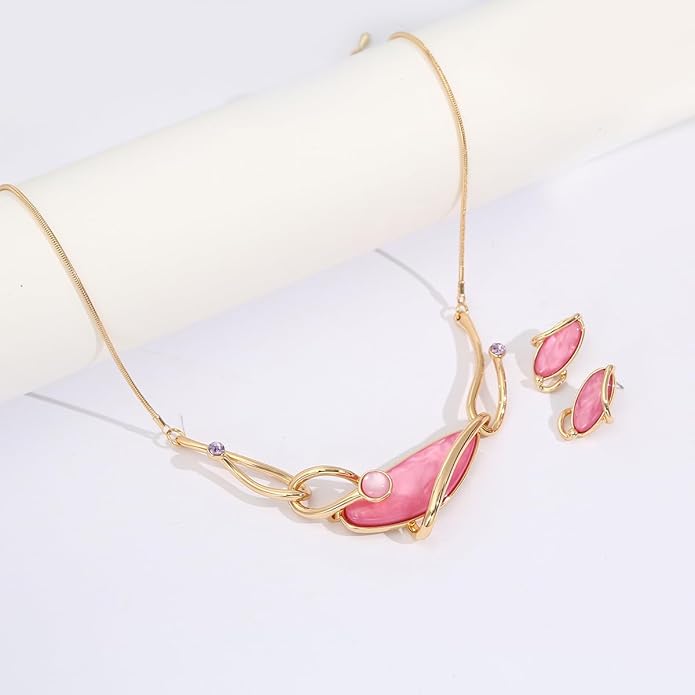 Vintage Chunky Statement Jewelry Set Retro Leaf Floral Geometric Bohemian Boho Bib Necklace Earring Set Fashion Costume Jewelry for Women Girls Wedding Party Prom Unique Gift