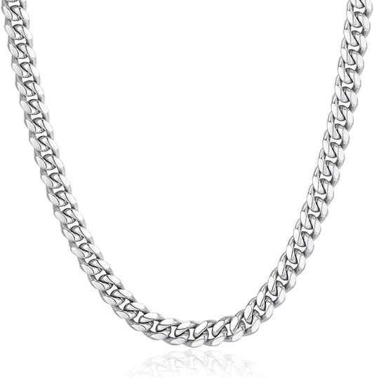 ChainsPro Chunky Miami Cuban Link Chains for Men,Stainless Steel Cuban Chain Necklace,4.8/6/10/14mm Width,No Tarnish& Thick Hip Hop Jewelry,18-30 inch Length, Black/Gold Plated/Silver,Send Gift Box