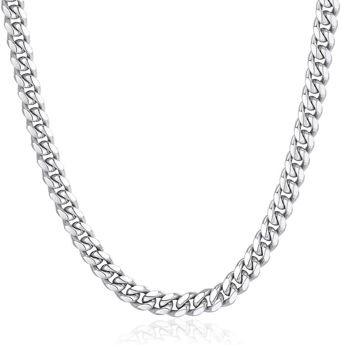 ChainsPro Chunky Miami Cuban Link Chains for Men,Stainless Steel Cuban Chain Necklace,4.8/6/10/14mm Width,No Tarnish& Thick Hip Hop Jewelry,18-30 inch Length, Black/Gold Plated/Silver,Send Gift Box