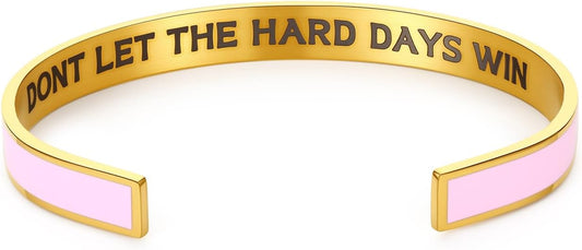 KHKINDPRO Dont Let The Hard Days Win Bracelet for Women Men, Handmade Braided Adjustable Wrap Stainless Steel To My Daughter/Best Friend Inspirational Gifts Ladies Jewelry