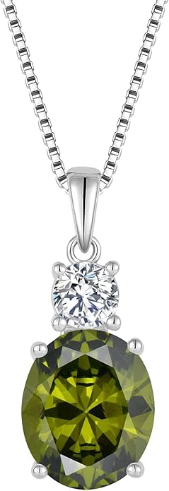 Birthstone Necklace for Women 925 Sterling Silver Oval Cut Cubic Zirconia Pendant Jewelry Gifts for Her