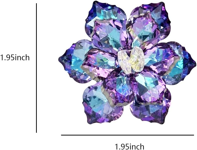 Large Crystal Flower Brooch Pin for Women Red purple pink green Rhinestone Flower Lapel Pin Wedding Party Birthday Dance Banquet Dress Suit Ceremony Clothes Hat Bag Accessories Jewelry