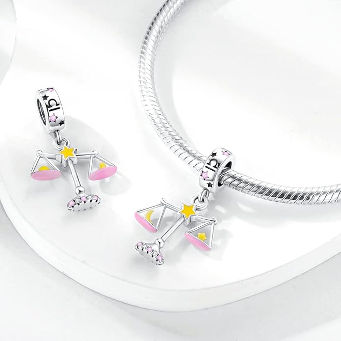 Parmuz Zodiac Sign Charms for Bracelet Necklace 925 Sterling Silver Charms 12 Constellation/Horoscope Star Dangle Birthstone Beads, Birthday Jewelry Gifts for Women Men