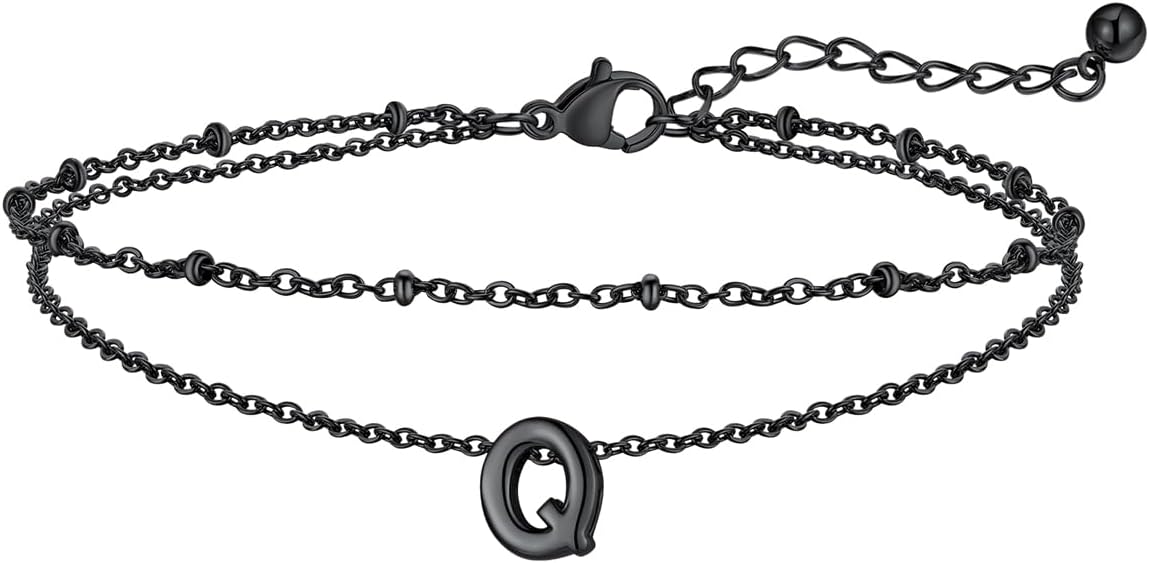 FaithHeart Initial Ankle Bracelets for Women, Waterproof 14k Gold Plated Initial Anklets Non Tarnish Stainless Steel Layered Anklet Summer Beach Foot Jewelry