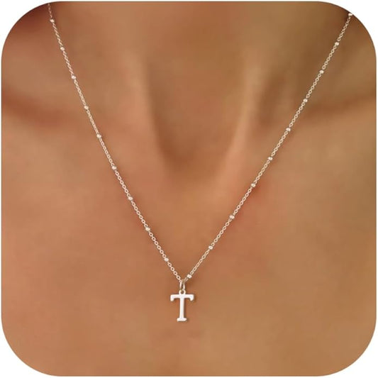 Initial Necklaces for Women Dainty Gold Letter Pendant Necklace 14k Gold Plated A-Z Name Necklaces Cute Charm Choker Necklace Fashion Accessories Non Tarnish Trendy Jewelry Gift